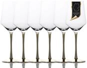 Intirilife Weinglas, 6-tlg., Glas, Wein Glas Set mit goldfarbenem Stiel Set Rotwein