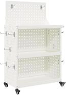 vidaXL Werkzeugbox Werkzeugwagen Mit Rad Wei&szlig; 65 x 35 x 111 cm Kaltgewalzter...