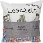 HERGO Creation Dekokissen Kissen aus Stoff Sofahelden Lesekissen mit Taschen