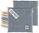 Esprit Stuhlkissen NEEDLESTRIPE Sitzkissen, 40 x 40 cm - 2er Set in Blau