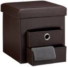 relaxdays Sitzhocker aus Kunstleder mit 2 F&auml;ch, braun