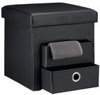 relaxdays Sitzhocker aus Kunstleder mit 2 F&auml;ch, schwarz