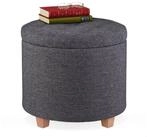 relaxdays Sitzhocker Runder Sitzhocker mit Stauraum, Dunkelgrau
