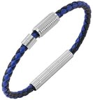 Police Edelstahlarmband PEAGB0001130, Herren-Armband Urban Texture Leder Blau/Schwarz