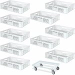 BRB-Lagertechnik Stapelbox 10x Eurobeh&auml;lter/B&auml;ckerkiste, LxBxH 600x400x150 mm +