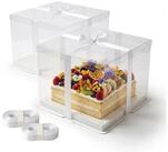 relaxdays Kuchentransportbox Transparente Tortenbox 2er Set Schleife, Kunststoff,