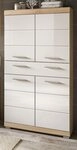 Inn.Furn Midischrank Mambo (Badschrank in wei&szlig; Hochglanz und Eiche, 4-t&uuml;rig, 74 x