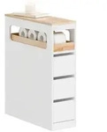 SoBuy Beistellwagen BZR54, Badezimmerschrank mit Rollen, Badschrank schmal, Kommode,