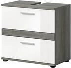 Inn.Furn Waschbeckenunterschrank Bailey (in wei&szlig; Hochglanz und Rauchsilber grau,