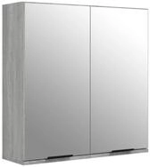 vidaXL Badezimmerspiegelschrank Bad-Spiegelschrank Grau Sonoma 64x20x67 cm