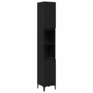 vidaXL Badezimmerspiegelschrank Badezimmerschrank mit T&uuml;r Schwarz Eichen-Optik 30 x