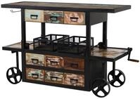 Massivmoebel24 Barschrank INDUSTRIAL (Bar Altholz 168x56x85 mehrfarbig lackiert