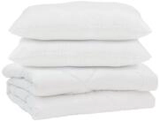 vidaXL Bett Bettdecke mit Kissen 3 pcs Wei&szlig; Mikrofaser (3-tlg)