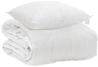 vidaXL Bett Ganzjahresbettdecke mit Kissen 2 pcs Wei&szlig; Mikrofaser (2-tlg)