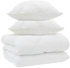vidaXL Bett Winterbettdecke mit Kissen 3 pcs Wei&szlig; Mikrofaser (3-tlg)