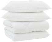 vidaXL Bett Winterbettdecke mit Kissen 3 pcs Wei&szlig; Mikrofaser (3-tlg)