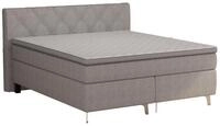 Sun Garden Boxspringbett BX2460, Silbergrau, Stoffbezug, Viskoschaumtopper, H2/H3