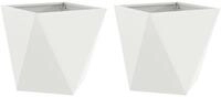 vidaXL Blumentopf Pflanzk&uuml;bel 2 Stk. Wei&szlig; 50 x 50 x 50 cm Stahl (2 St)