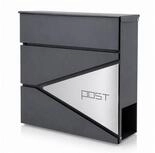 Bituxx Wandbriefkasten Graphit Corner Edelstahl mit Post Schriftzug (MS-16439)