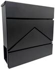 relaxdays Wandbriefkasten Metall Briefkasten mit Zeitungsfach, schwarz