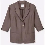 Sheego Blusenblazer Leinen-Blazer 3/4-Arm braun 40 EU