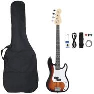 vidaXL E-Bass, Bassgitarre f&uuml;r Anf&auml;nger mit Tasche Braun und Wei&szlig; 4/4 46"