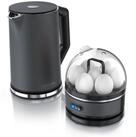 Arendo Fr&uuml;hst&uuml;cks-Set (2-tlg), Edelstahl Wasserkocher 1,5l, 7er Eierkocher, Cool