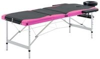 vidaXL Massageliege Massageliege Klappbar 3-Zonen Aluminiumgestell Schwarz und Rosa