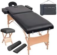 vidaXL Massageliege Massageliege 2-Zonen mit Hocker Klappbar 10 cm Sitz Schwarz
