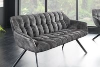 riess-ambiente Sitzbank PAPILLON 165cm grau/schwarz - Samt, Metall-F&uuml;&szlig;e, mit