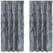 vidaXL Vorhang Samtvorh&auml;nge mit Vorh&auml;ngen 2 pcs Silber Grau 175 x 140 cm Samt (2