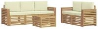 vidaXL Gartenlounge-Set Outdoor-Sofagarnitur 6 Stk. Wei&szlig; und Creme Polyester,