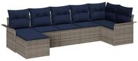 vidaXL Gartenlounge-Set Gartensofa-set mit Speicher 7 pcs Hellgrau Poly-Rattan,