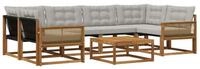 vidaXL Gartenlounge-Set Outdoor-Sofagarnitur mit Kissen 7 pcs Nat&uuml;rlich und