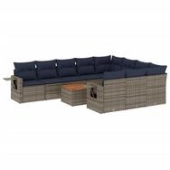 vidaXL Sofaelement 11-teiliges Gartensofa-Set mit Kissen, grau, Polyrattan (1 St)