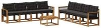 vidaXL Gartenlounge-Set Outdoor-Sofagarnitur mit Kissen 9 pcs Nat&uuml;rlich und Schwarz,