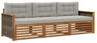 vidaXL Gartenlounge-Set Outdoor-Sofagarnitur mit Kissen 3 pcs Nat&uuml;rlich und