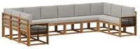 vidaXL Gartenlounge-Set Outdoor-Sofagarnitur mit Kissen 10 pcs Nat&uuml;rlich und
