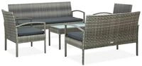 vidaXL Gartenlounge-Set 5-tlg. Garten-Lounge-Set mit Auflagen Poly Rattan Grau,