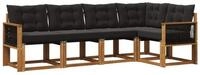 vidaXL Gartenlounge-Set Outdoor-Sofagarnitur mit Kissen 5 pcs Nat&uuml;rlich und Schwarz,