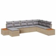 vidaXL Loungesofa Gartensofa-set mit Kissen 9 pcs Beige und Hellgrau Polyrattan, 9