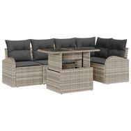 vidaXL Loungesofa Gartensofa-set mit Kissen mit Kissen 6 pcs Hellgrau Poly Rattan, 6