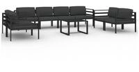 vidaXL Gartenlounge-Set 9-tlg. Garten-Lounge-Set mit Kissen Aluminium Anthrazit,
