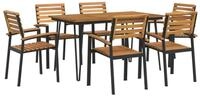 vidaXL Garten-Essgruppe, 7-tlg. Gartengarnitur Massivholz Akazie und Metall