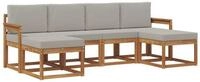 vidaXL Gartenlounge-Set Outdoor-Sofagarnitur mit Kissen 6 pcs Nat&uuml;rlich und
