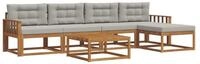 vidaXL Gartenlounge-Set Outdoor-Sofagarnitur mit Kissen 6 pcs Nat&uuml;rlich und
