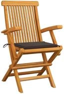 vidaXL Gartenstuhl, Outdoor St&uuml;hle mit Taupe Kissen 2 Stk. Massivholz Teak