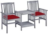 vidaXL Gartenlounge-Set Gartenst&uuml;hle mit Teetisch und Kissen Massivholz, (1-tlg)