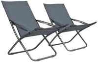 vidaXL Gartenstuhl Klappbare Strandst&uuml;hle 2 Stk. Stoff Grau (2 St)