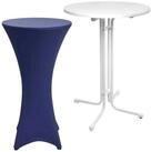 Beautissu Stehtisch Outdoor Stehtisch Sylt, klappbar, &Oslash;80cm, Blau, mit Husse,